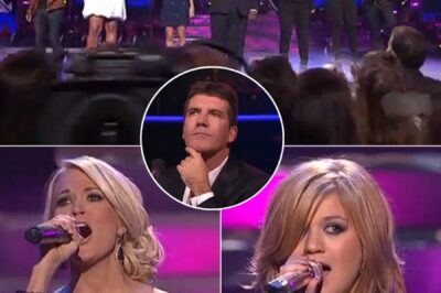 Seven American Idol champions—Kelly Clarkson, Ruben Studdard, Fantasia Barrino, Carrie Underwood, Taylor Hicks, Jordin Sparks, and Kris Allen—stood together under the stage lights, their voices blending in perfect harmony for one final tribute to the man who shaped their journeys: Simon Cowell.