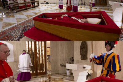 Fans shed tears as they see first images released of Pope Francis in open coffin ahead of funeral at Vatican