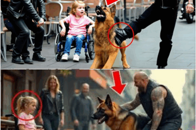 A biker played a dangerous prank, kicking a little girl’s German Shepherd with no idea it was a K9 service dog. The incident escalated rapidly as the dog’s heroic reaction drew police and exposed the cruel reality behind the joke—a moment that united a community and set social media ablaze.